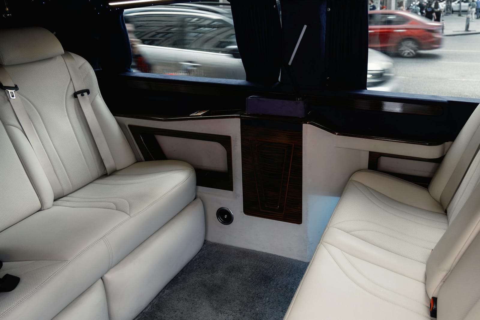 Spacious leather interior of a BlackCarIllinois black car service vehicle